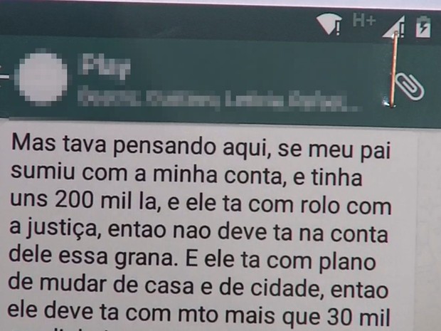 Uma das conversas entre os suspeitos planejando o crime (Foto: Reprodução / TV TEM)