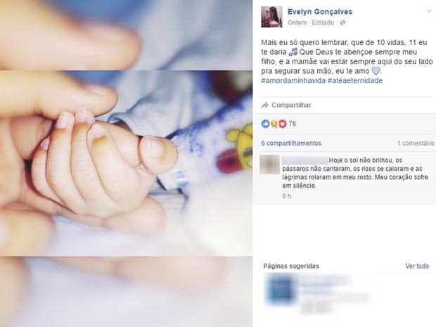 Jovem fez uma homenagem ao filho no mesmo dia em que foi assassinada (Foto: Reprodução/Facebook)