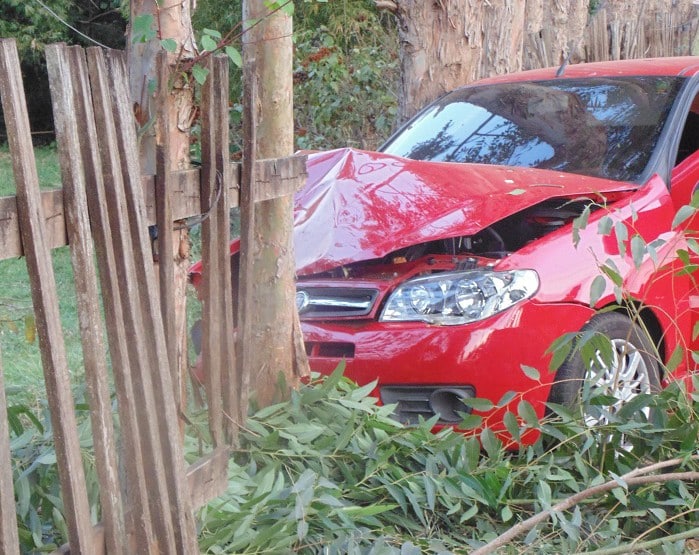 Motorista perde controle em curva e colide contra árvore no Parque Universitário (Foto: Diego Di Paula/AssisNews)