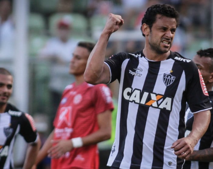 Fred em ação na partida entre Atlético-MG e Uberlândia, no Independência 
