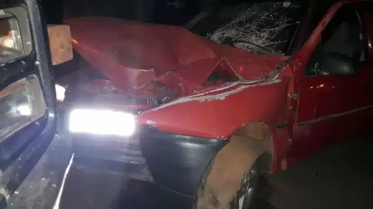 Carro bateu em caminhão estacionado (Foto: Ana Cláudia Ribeiro/Cedida)