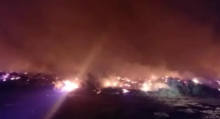 Incêndio destrói depósito de materiais inertes em Assis — Foto: Arquivo Pessoal
