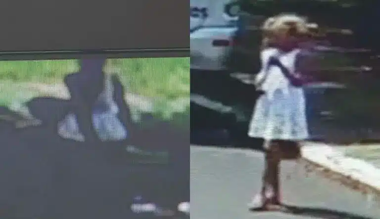 Câmera de segurança mostra menina em praça momentos antes de desaparecer em Chavantes — Foto: Câmera de segurança/Reprodução