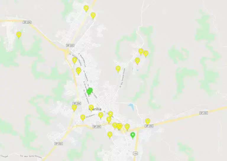 Mapa das suspeitas de coronavírus em Marília (Imagem: Divulgação)