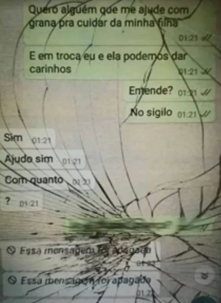 Mensagem mostra a negociação do suspeito que oferece a filha para atos sexuais em troca de dinheiro — Foto: Arquivo pessoal