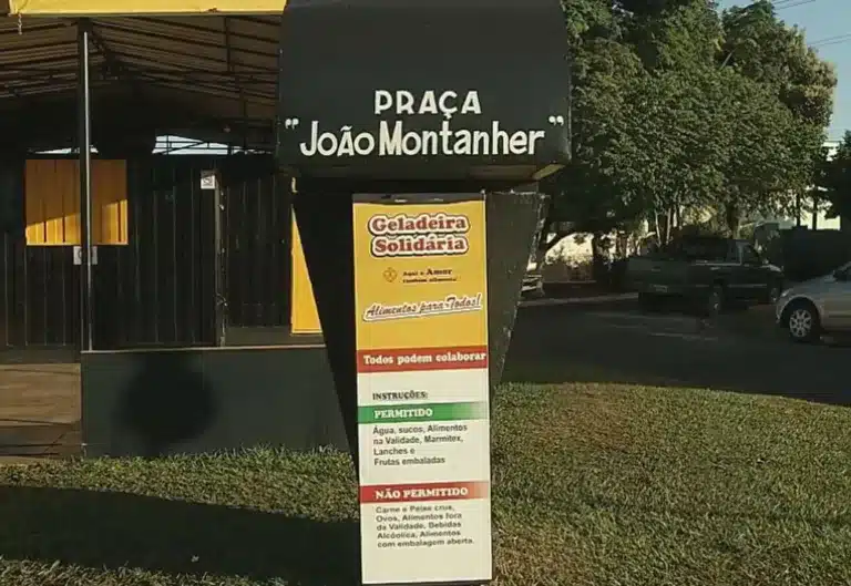 Moradores de Palmital abastecem "geladeira solidária" para ajudar população durante crise — Foto: TV TEM/Reprodução