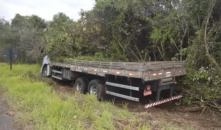 Caminhão sai da pista após motorista perder controle da direção na rodovia Paraguaçu/Lutécia (Foto: i7 Notícias)