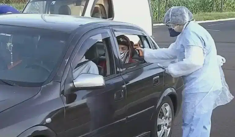 Florínea, cidade sem Covid-19, realiza barreiras sanitárias para conter a doença — Foto: TV TEM/Reprodução
