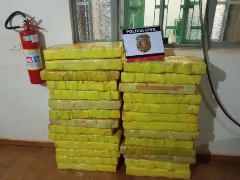 Três homens foram presos na SP-270 em Palmital (SP) por tráfico de drogas transportando mais de 243 kg de maconha — Foto: Polícia Civil/ Divulgação