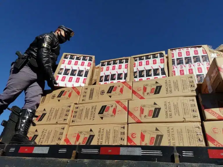 Caminhão com grande quantidade de cigarros sem nota fiscal é apreendido em Santa Cruz do Rio Pardo (SP) — Foto: Polícia Rodoviária Estadual/Divulgação