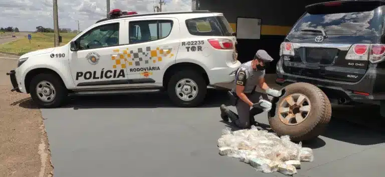 Operação apreende mais de R$ 1 milhão em dinheiro dentro de estepe de caminhonete — Foto: Polícia Rodoviária